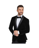 Gito Vitale Slim Fit Velvet Shawl Lapel Unhemmed Tuxedo Suit Set Black 46S / 40W