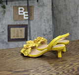 New York Company Womens Gwendolyn Kitten Heel Floral Yellow 6M