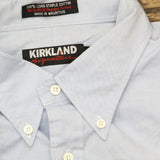 Kirkland Signature Oxford Button Up Cotton Dress Shirt Light Blue 17 1/2 33