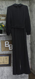 DKNY Belted Collared Tie Waist Jumpsuit DD3K284A Black 6