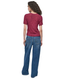 DKNY Textured Ruched Superfine Texture Top P52SAW83 Beet Red L