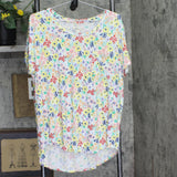 Style & Co Shoulder Pocket Short Sleeve T Shirt Top Meadow White / Multi XL