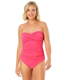Anne Cole Live In Color Twist Front Shirred One Piece Swimsuit Pink Glow 8