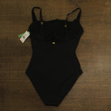 Bleu By Rod Beattie Women's Ribbed Square-Neck One-Piece Swimsuit Black 18W