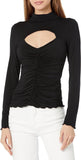 Guess Women's Long Sleeve Cut Out Brienna Top W3rp19kacm0 Jet Black XS
