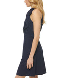 Vince Camuto Women's Tie-Neck A-Line Dress VC23799 Navy Blue 14