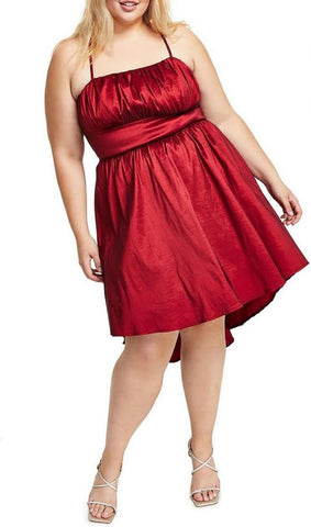 B. Darlin Womens Trendy Plus Size High-Low Gathered Dress 9328910 Ruby Red 20W