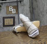 Calvin Klein Hadlee Stiletto Strappy Heels Silver Mirror Metallic Gray 8.5M