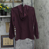 Belle by Kim Gravel Just a Touch Faux Leather Trim Hoodie Winestasing Red XS