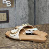 A New Day Bennie Buckle Slide Sandals with Memory Foam Insole Cream Off White 8M