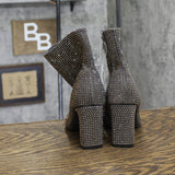 A New Day Womens Gloria Low Shaft Heeled Rhinestones Boots Silver Gray 7M