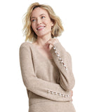 Charter Club Long Sleeve V Neck Cashmere Sweater Pearl Taupe Heather Brown XL