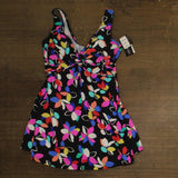 Island Escape Womens One Piece Swim Magnolia Underwire Swimdress Black Multi 8