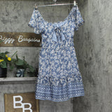 Trixxi Juniors Floral-Print Flutter-Sleeve Dress 26EF76VJII Blue Multi M