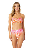 Anne Cole Foulard Twist Bandeau Bikini Swim Top Tie Dye Foulard Orange Multi XS