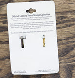 Starline Creations Bugs Bunny Stamp Dangle Earrings Gold Yellow 1.75"