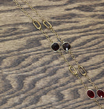 MCYS Fashion Open Link Bezel Set Long Station Necklace Gold / Red 30' + 3"
