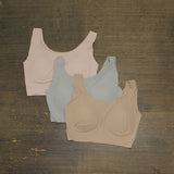 Rhonda Shear Womens 3-Pack Invisible Padded Bralette Bras 671539 Gray Multi M
