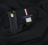 Tommy Hilfiger Womens Mock Neck Ruffled Long Sleeve Cocktail Midi Dress Black 12