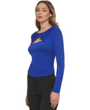 DKNY Women's Twist-Neck Cutout Long-Sleeve Knit Top P2JH8QLQ