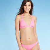 Xhilaration Juniors Sustainably Made Ribbed Triangle Bikini Top 78787862 Pink XS