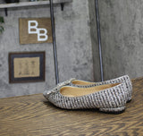 On 34th Womens Millee Embellished Bow Flats 10019810900 Silver Tweed Gray 5M