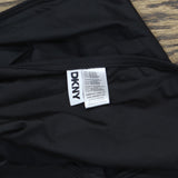 DKNY Womens Twist-Front One-Piece Swimsuit DIMMS565 Black 2XL