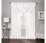 Regal Home Lombardi Floral Rod Pocket Sheer Single Curtain Panel White 50x84