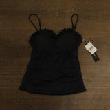 La Blanca Womens Island Goddess Ruffled Bandeau Tankini Swimsuit Top Black 8