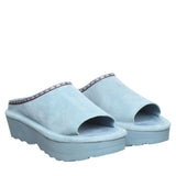 Bearpaw Open Toe Platform Suede Slip On Slide Sandals Tourmaline Blue 9M
