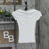 Polly & Esther Juniors Striped Scoop-Neck Skimmer T-Shirt Gray Multi XS