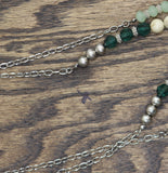 Lane Bryant Dual Strand Beaded Organic Stone Necklace Silver Gray Multi 36"