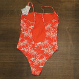 Roxy Womens One Piece Open Low Back Swimsuit 434002110 Red White Multi XL