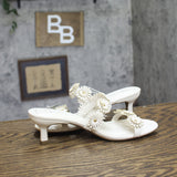 A New Day Floral Kitten Heel Mule Sandals 94834844 Cream Off White 8M