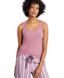 State Of Day Womens Ribbed Sleep Tank Top 100180162MS Mauve Orchid Purple XS