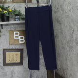 Ny Collection Womens Petite Cropped Pull On Pants with Sash Navy Blue PL