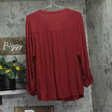 Style & Co. Knit Button Up Roll Tab Shirt Red 2X