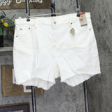Levi's 501 Button Fly High Rise Original Cutoff Shorts 859650032 White 20W