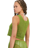Miken Womens Crochet Cover-Up Tank Swim I2417K711 Woodbine Green M