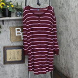 Gap Womens Henley Dorm Long-Sleeve Sleepshirt G1086XDLMA Red Striped S