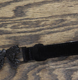Kurt Geiger Womens Rhinestone Bow Velvet Belt Black M/L