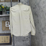 DKNY Womens Long Sleeve Point Collar Pocket Shirt UG4TT666 Trench Brown XS