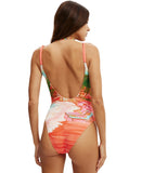 Cotton On Low-Scoop One Piece Cheeky Swimsuit Sunset Resort Multi Red L