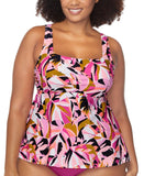 Raisins Curve Underwire Square-Neck Tankini Swim Top N841139 Pink Multi 20W