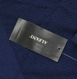Alfani Pointelle Polo V-Neck Ribbed Knit Sweater Top Blazing Navy Blue M