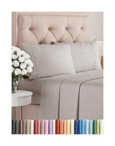 CGK Linens Luxury Comfy 4-Piece Sheet Set Light Gray Queen