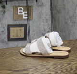 Wild Pair Womens Ginnie Embellished Flat Sandals Banded Silver Bling Gray 9M