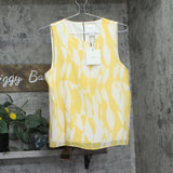 Calvin Klein Printed Chiffon Sleeveless Woven Top Lemon Amber Yellow Multi S