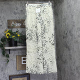 Calvin Klein Womens Printed Pull-on Pants Wide Leg Lined Light Gray Print M