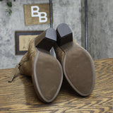 Journee Collection Womens Side Zip Link Booties LINK-TAU Taupe Brown 8M